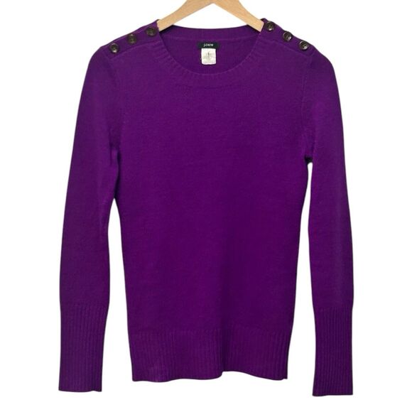 J. Crew Pullover Sweater Wool Cashmere Blend Purple Size Small Buttons Casual - Picture 5 of 16